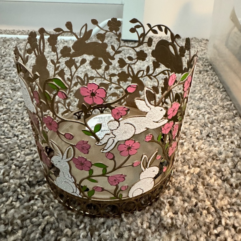Floral Bunny Decorative Candle Holder